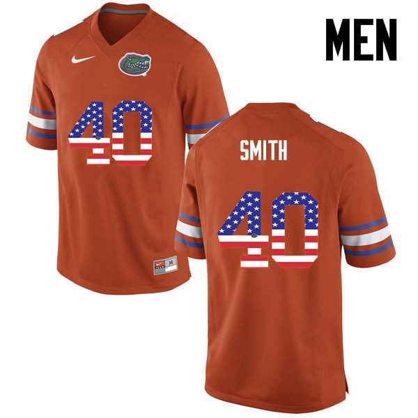 NCAA Florida Gators Nick Smith Men's #40 USA Flag Fashion Nike Orange Stitched Authentic College Football Jersey MMQ7664TU
